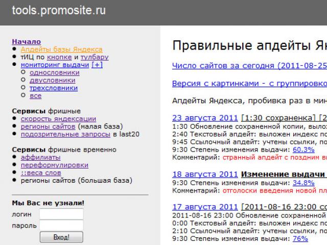 Posodobitve iskalnikov Yandex in Google