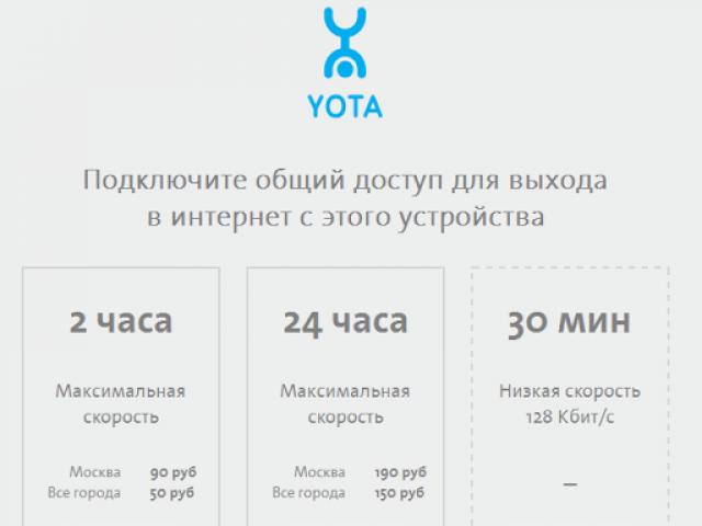 Odstranitev omejitev hitrosti na mobilnega operaterja Yota v distribucijo WiFi interneta